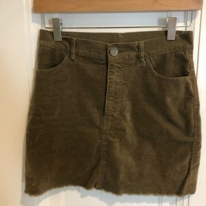 Green suade skirt